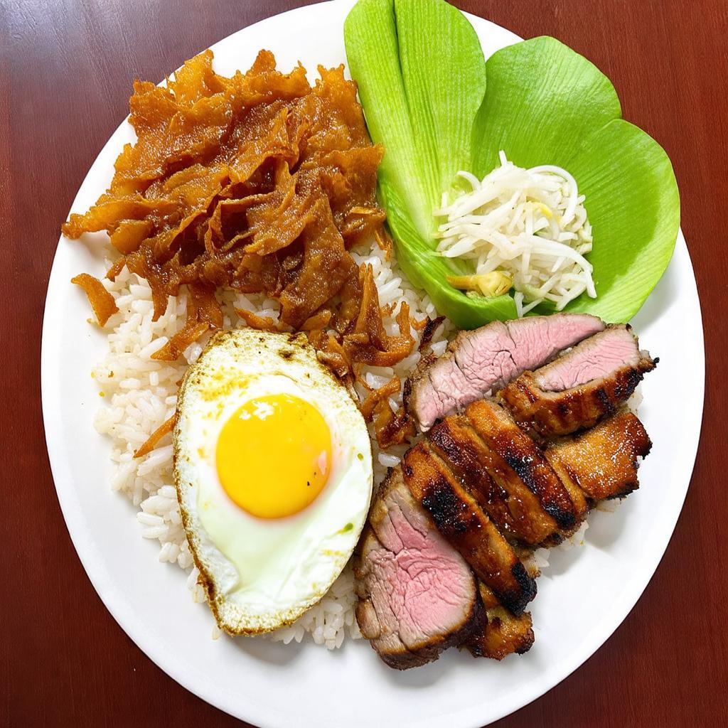 Dia com tam Kieu Giang voi mieng suon nuong vang ong, bia, cha trung va trung op la day hap dan