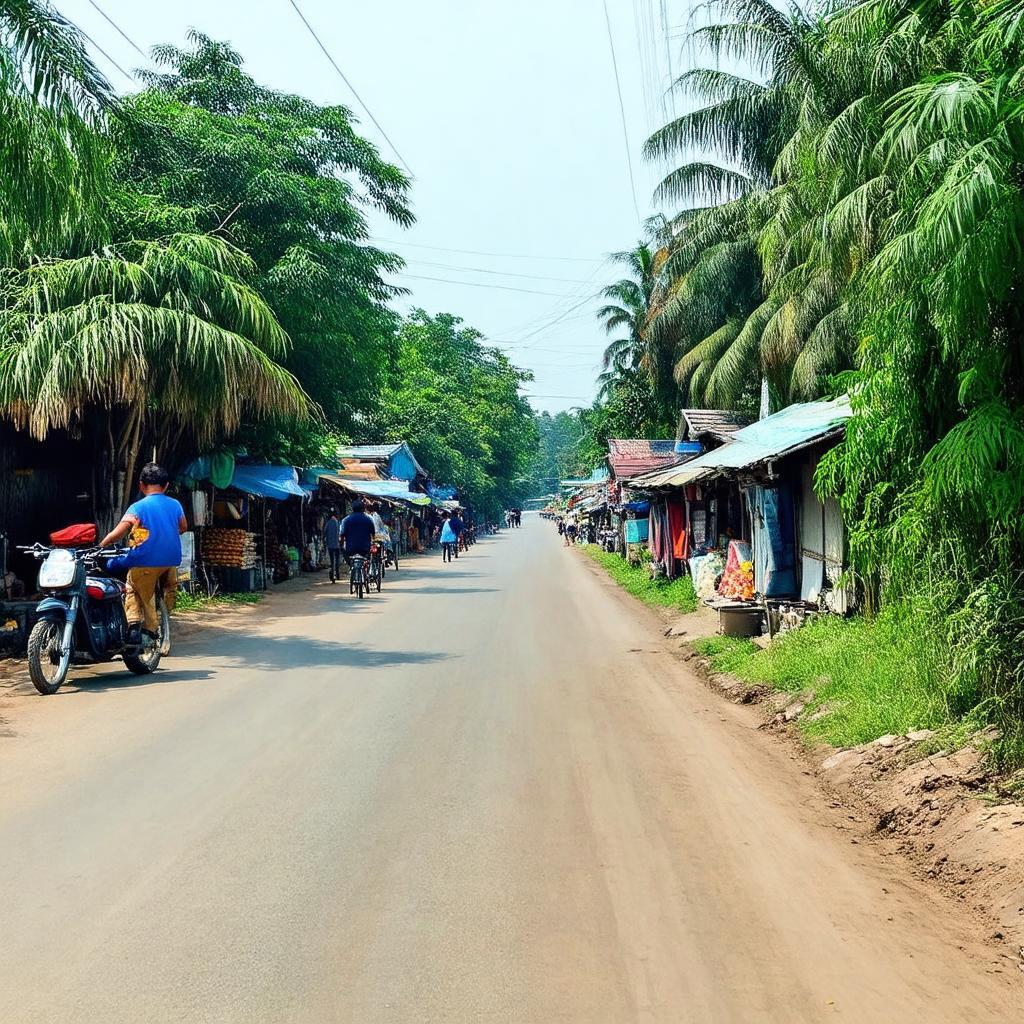 Hinh anh con duong lang dan vao khu vuc cho Giua Vinh Kim huyen Chau Thanh Tien Giang