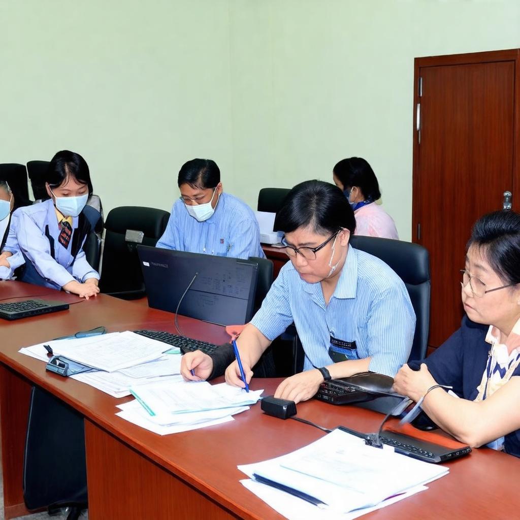 Hình ảnh minh họa người dân đang chờ đợi làm thủ tục tại Công an quận Bình Thạnh