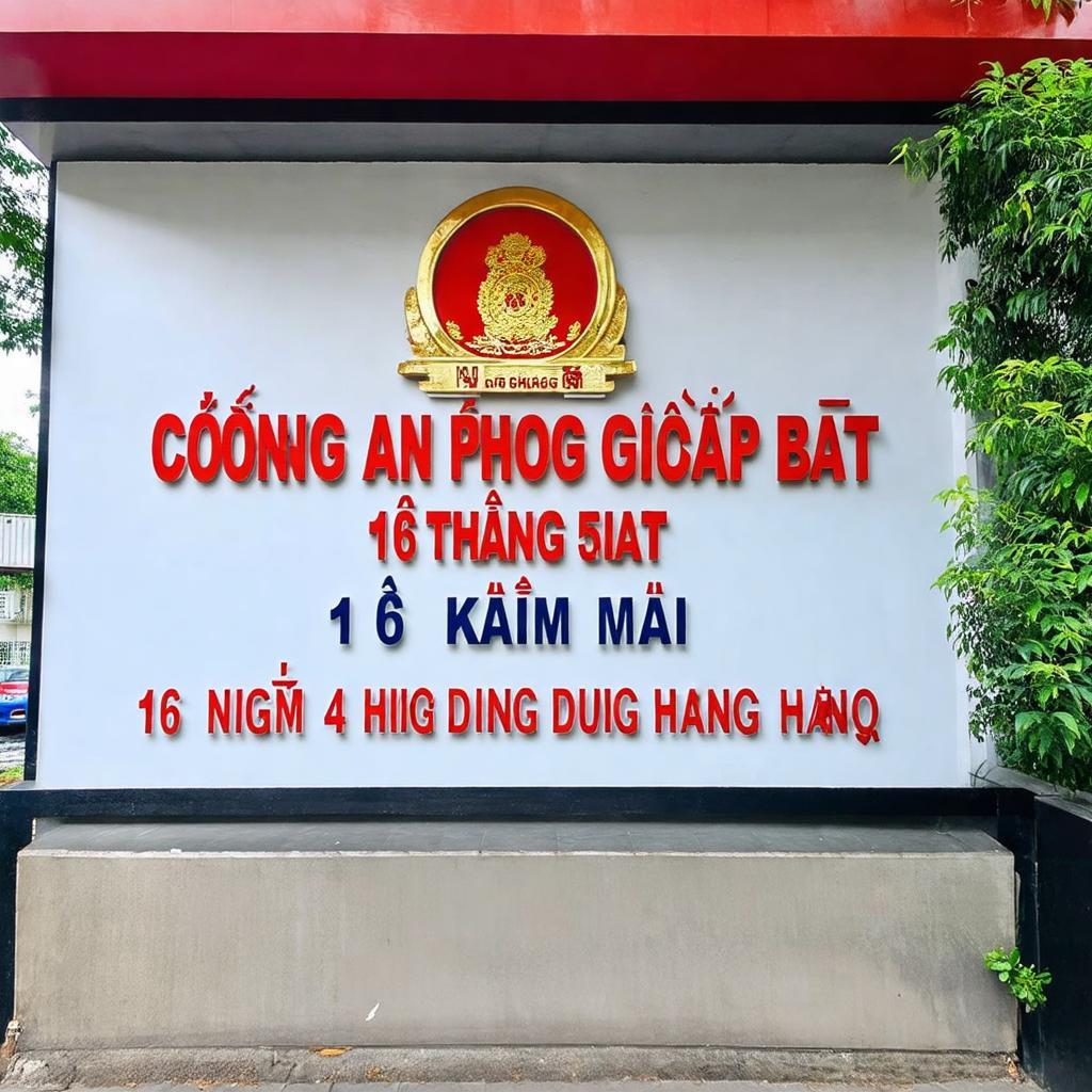 Hình ảnh cổng hoặc biển chỉ dẫn Công An Phường Giáp Bát tại ngõ 4 Kim Đồng giúp người dân dễ dàng nhận biết vị trí