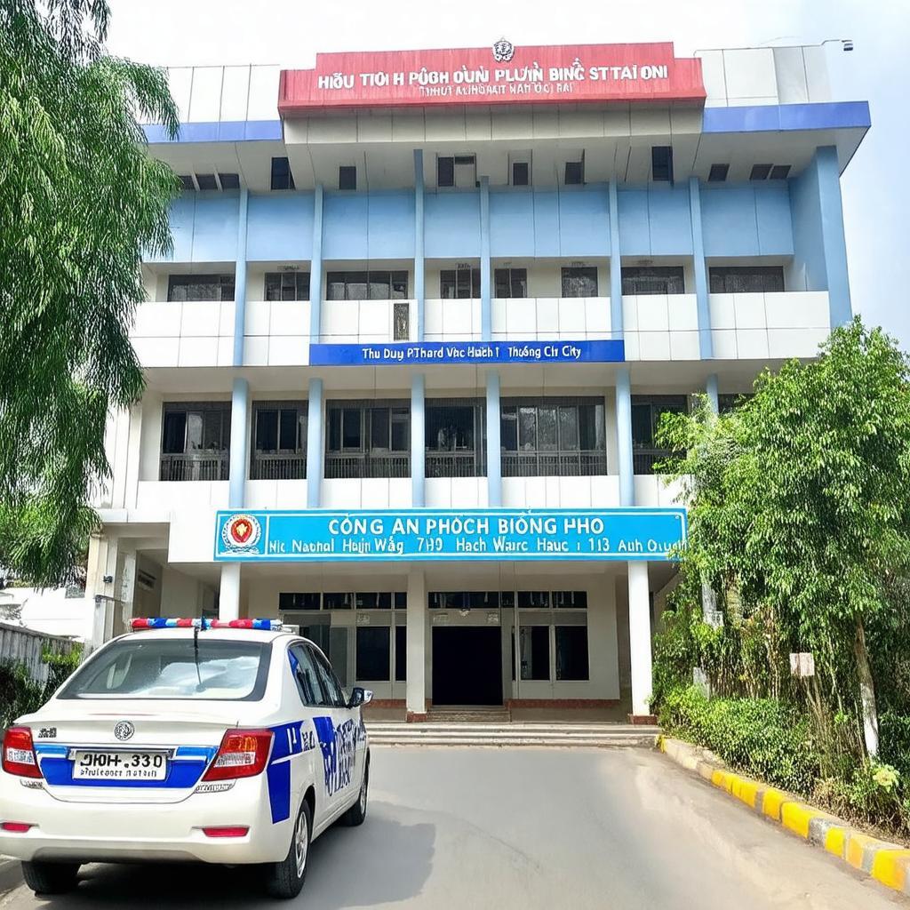 Trụ sở Công an Phường Hiệp Bình Phước, số 719 Quốc lộ 13, Thủ Đức, TP.HCM nhìn từ bên ngoài.