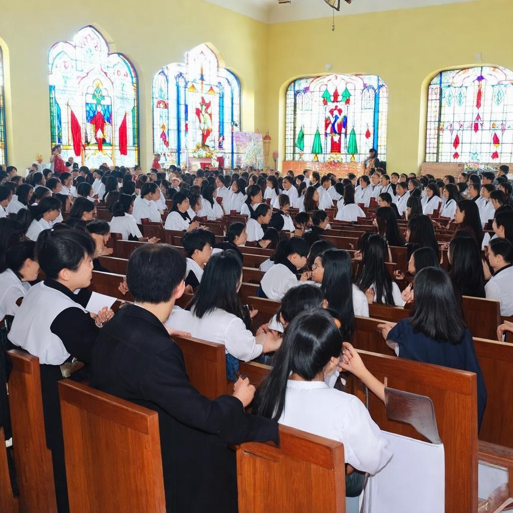 hinh anh cong dong giao dan tham gia sinh hoat tai giao xu phu trung
