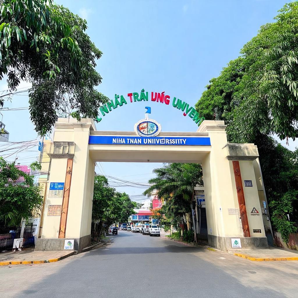 Cổng trường Đại học Nha Trang tại số 2 Nguyễn Đình Chiểu, điểm đến quen thuộc
