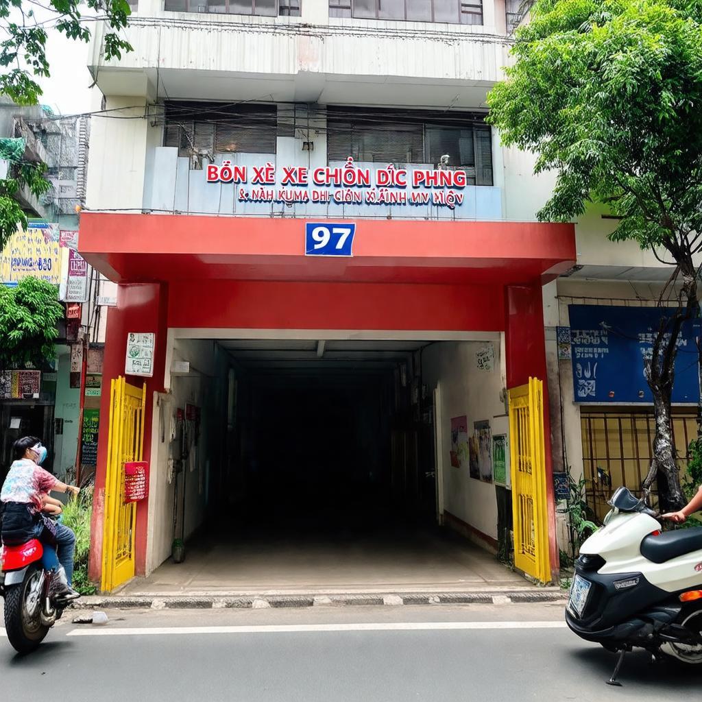 Cổng vào Bến xe Cúc Phương tại số 97 Nguyễn Duy Dương, Quận 5, TP HCM.