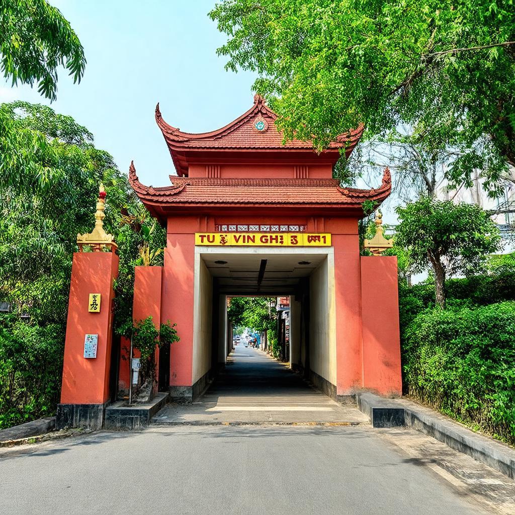 Lối vào tu viện Vĩnh Nghiêm Hiệp Thành, một không gian yên bình tách biệt khỏi phố thị Sài Gòn.