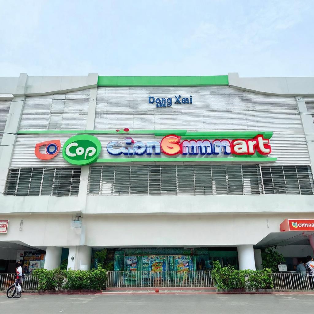Tổng thể siêu thị Co.opmart Đồng Xoài là điểm đến mua sắm quen thuộc của người dân Bình Phước
