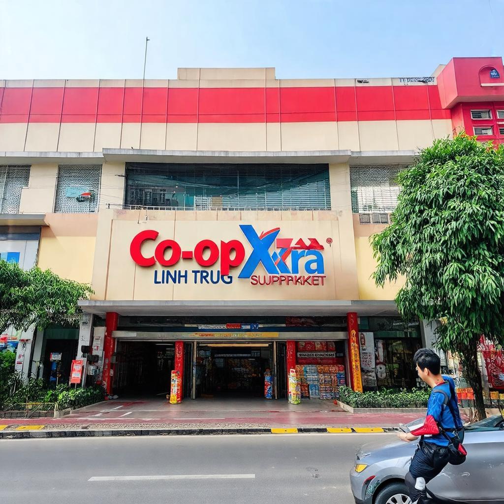 Hình ảnh mặt tiền Siêu thị Co.opXtra Linh Trung trên Xa lộ Hà Nội, Thủ Đức