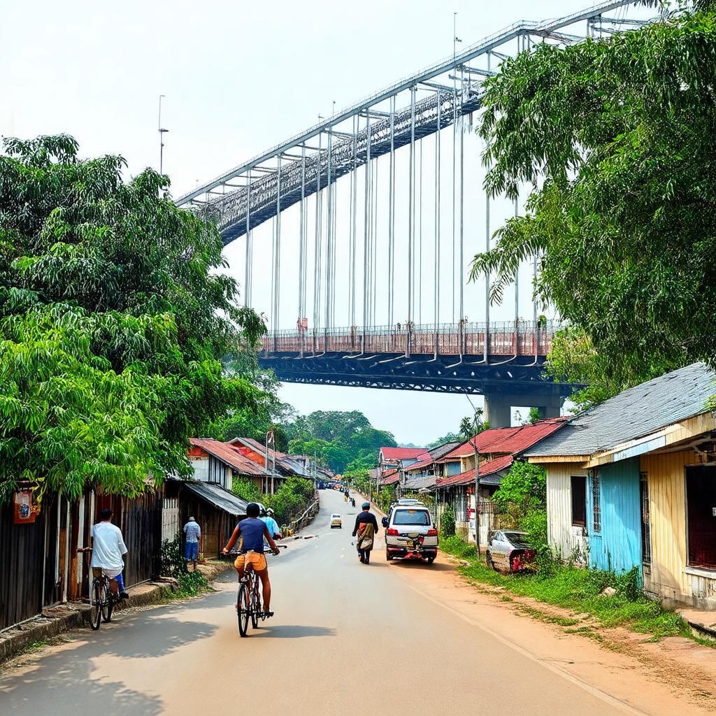 Khung cảnh yên bình gần Cầu Bửu Hòa tại khu vực Cù Lao Phố, thể hiện đời sống và cảnh quan địa phương.
