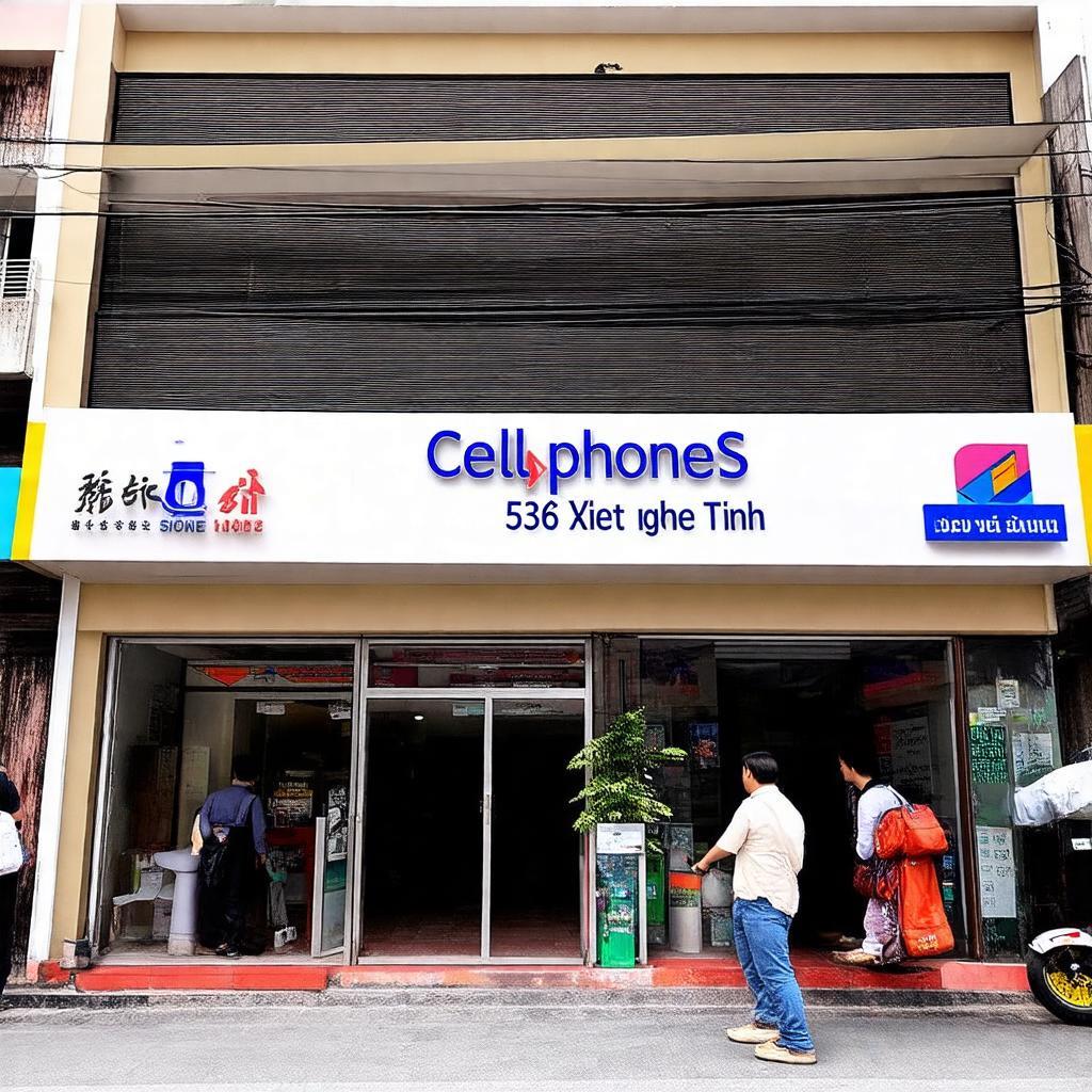 Bên ngoài cửa hàng CellphoneS 536 Xô Viết Nghệ Tĩnh Bình Thạnh đông đúc khách hàng