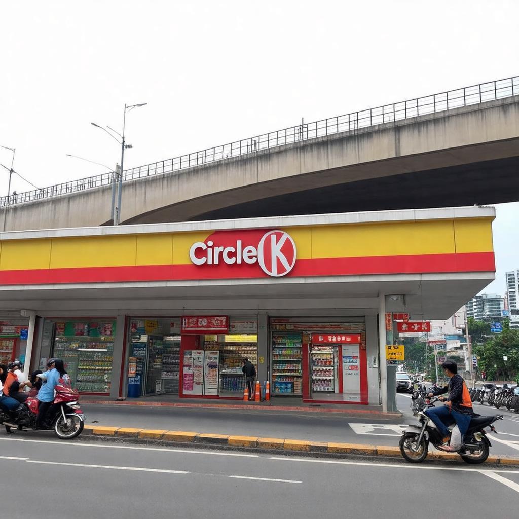 Hình ảnh cửa hàng Circle K Nguyễn Văn Cừ nổi bật cạnh cầu, tại Quận 5, TP.HCM.