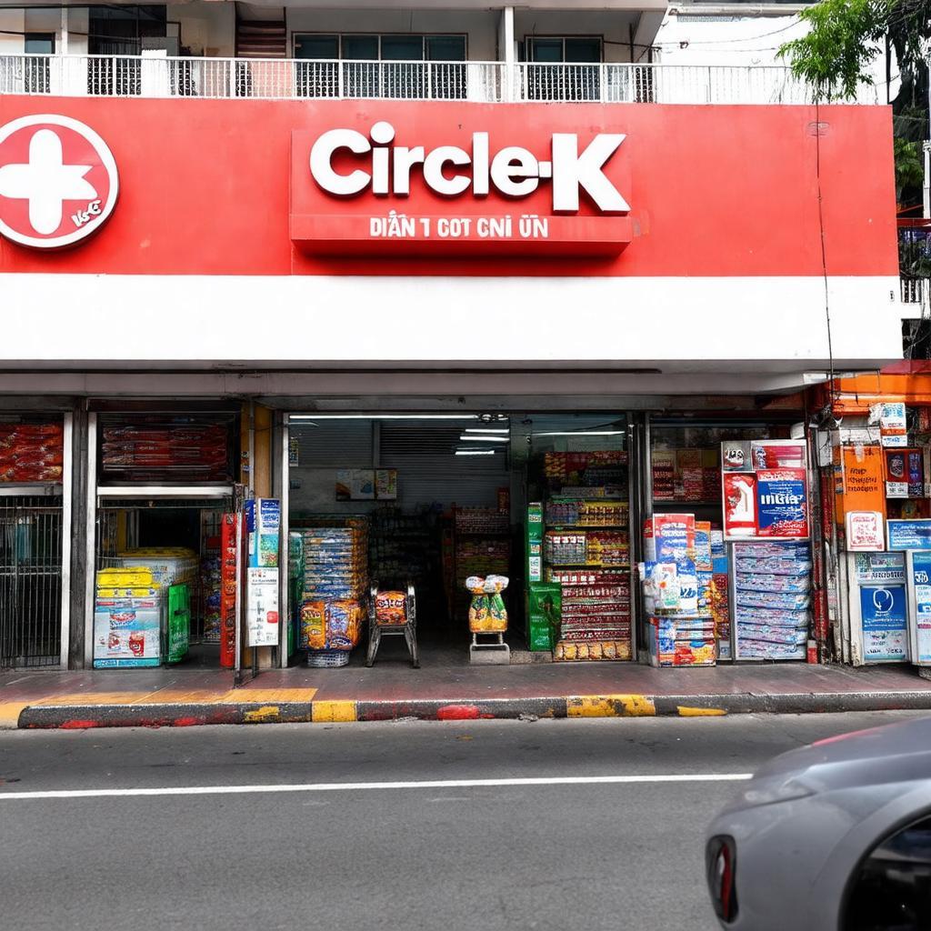 Cửa hàng Circle K Pasteur Quận 1 nhìn từ ngoài đường Pasteur đông đúc, tấp nập xe cộ.