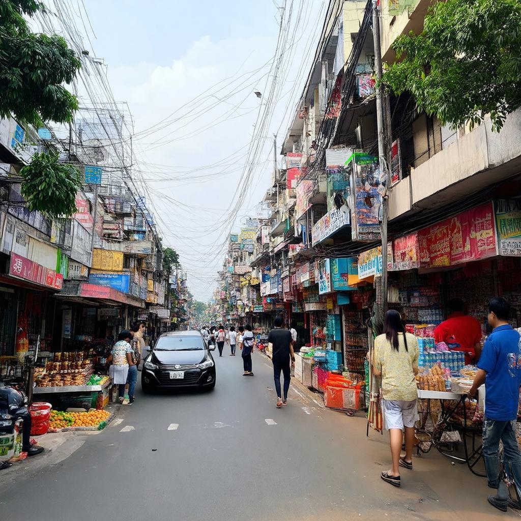Quang canh nhon nhip cua hang quan an gan nga tu an duong hai phong
