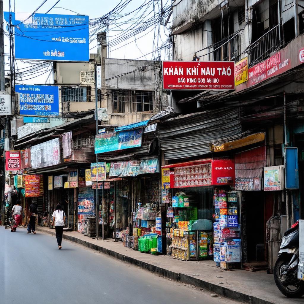 Khu vực Ngã tư Đông Côi với các cửa hàng và dịch vụ sầm uất, đa dạng