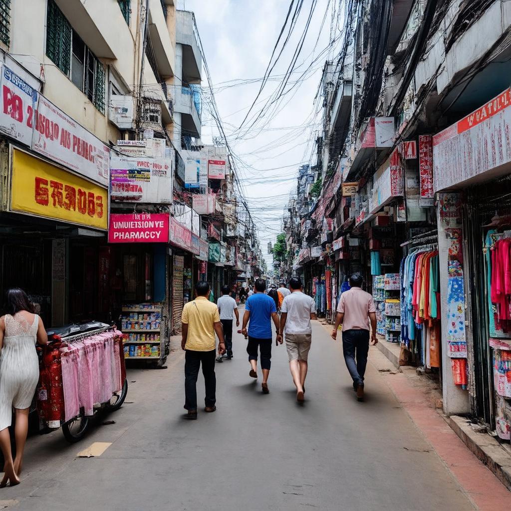 Dãy cửa hàng và dịch vụ đa dạng tại khu vực ngã tư Nguyễn Văn Luông Hậu Giang Quận 6.