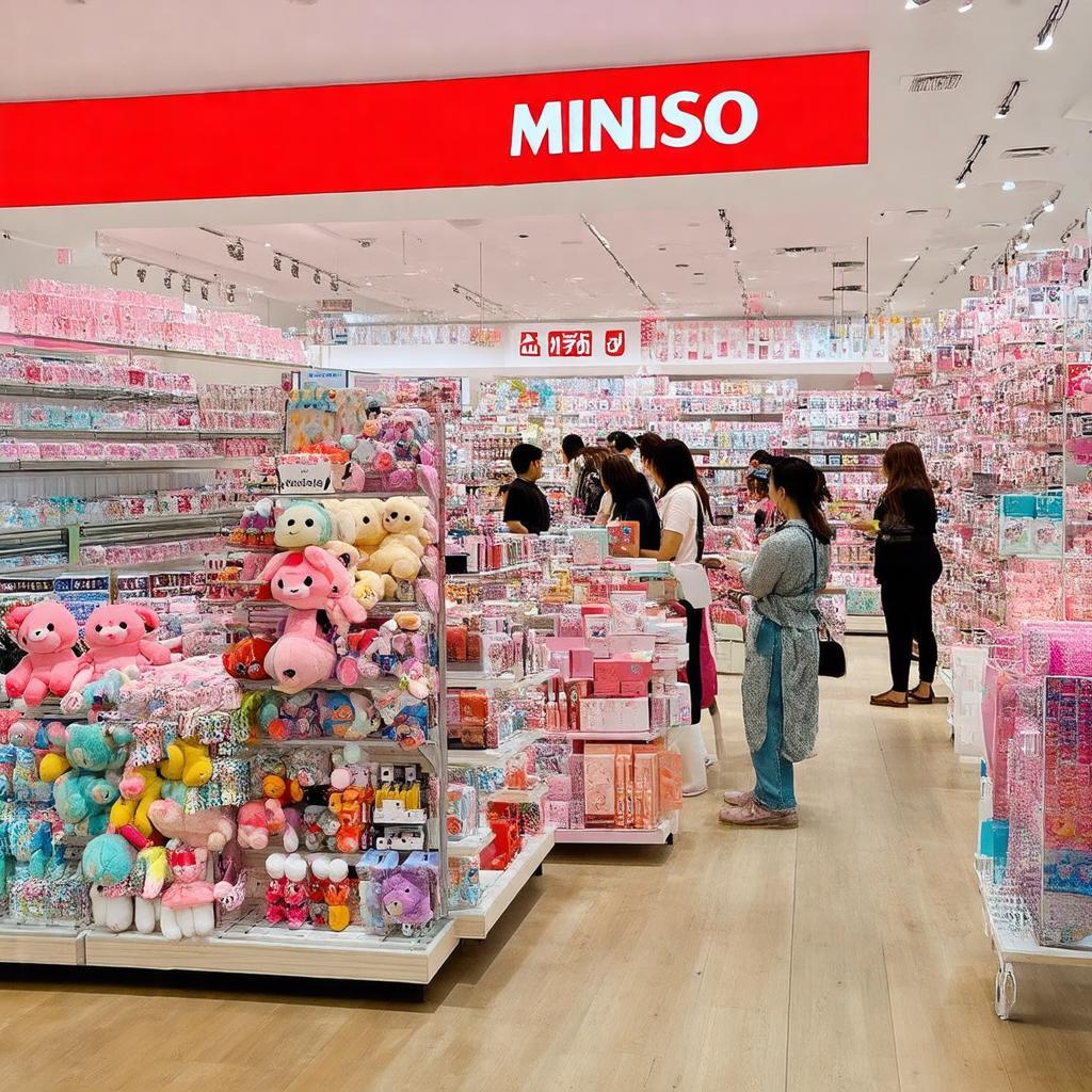 Gian hàng sản phẩm đa dạng tại cửa hàng Miniso Nguyễn Trãi quận 5