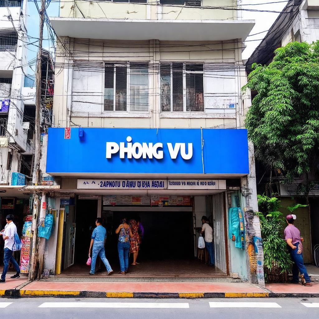 Mặt tiền cửa hàng Phong Vũ tại địa chỉ 2A Nguyễn Oanh, Quận Gò Vấp với biển hiệu đặc trưng