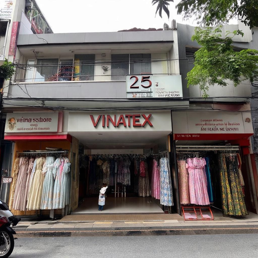 Cửa hàng Thời Trang Vinatex tại 25 Bà Triệu, Hoàn Kiếm, Hà Nội với mặt tiền trên con phố sầm uất.
