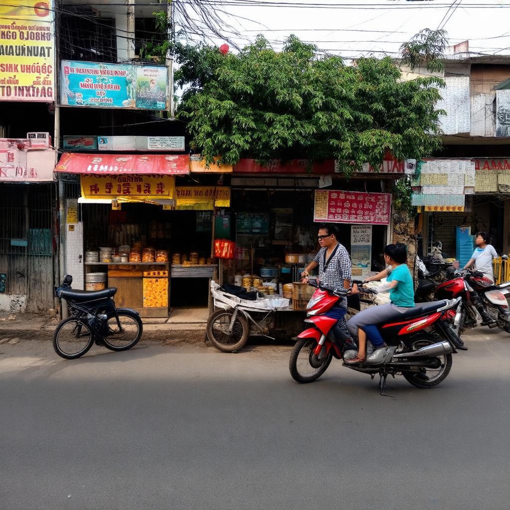 Các cửa hàng tiện ích, quán nhỏ xung quanh khu vực ngã ba Kỳ Lỳ phục vụ đời sống.