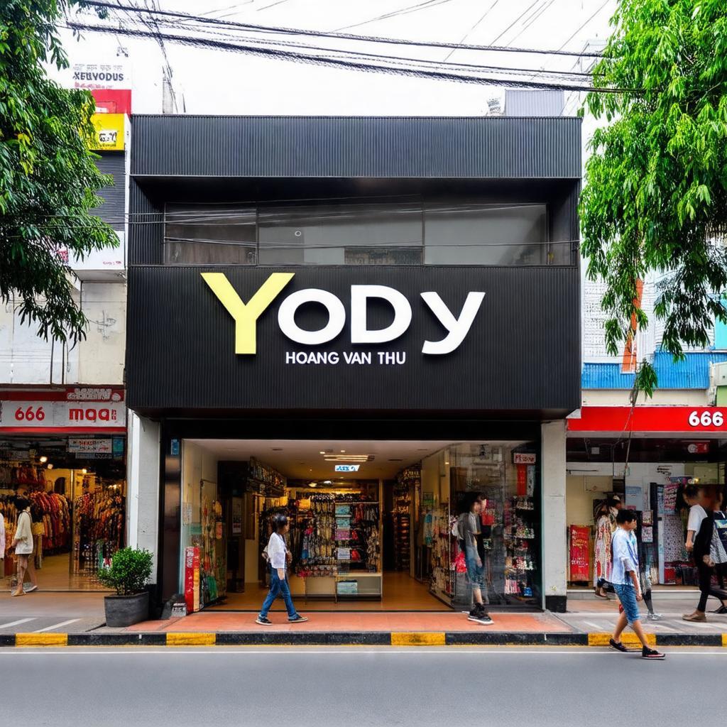 Mat tien cua hang Yody 66 Hoang Van Thu Thai Nguyen nam tren truc duong trung tam.