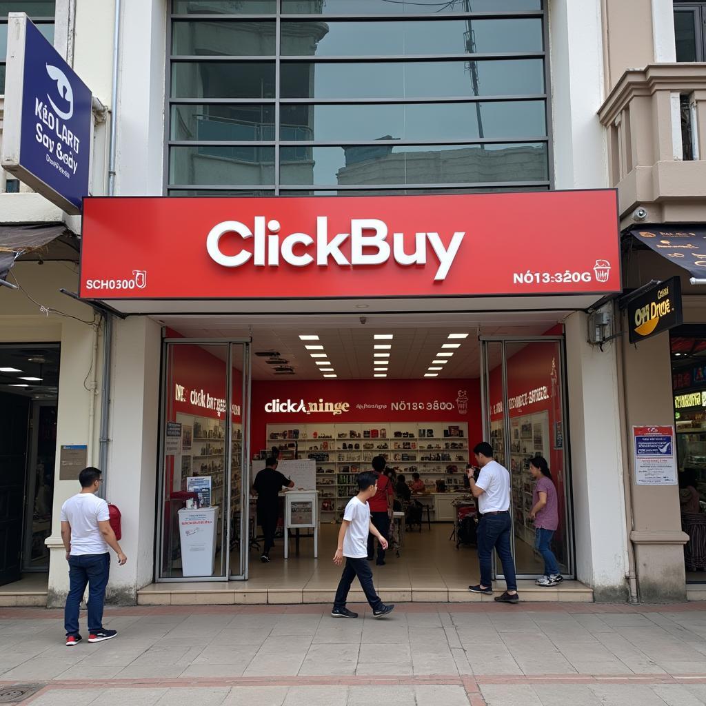 Mặt tiền cửa hàng ClickBuy 161 Hàm Nghi Đà Nẵng, nơi bán điện thoại uy tín.