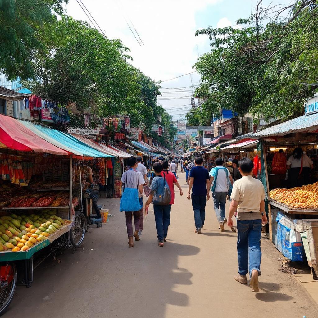 Cuộc sống đời thường và không khí giao thương tại Chợ Cái Con ở An Lạc Thôn