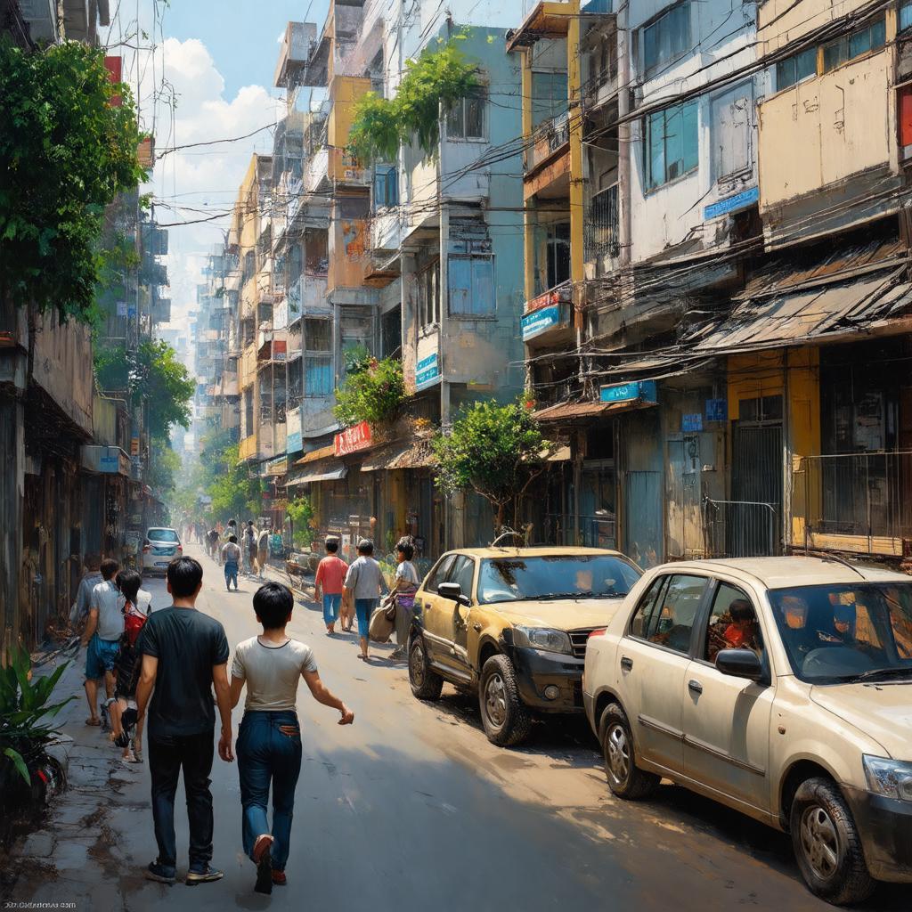 Hình ảnh phản ánh cuộc sống và làm việc năng động tại Phố Hoàng Ngân.