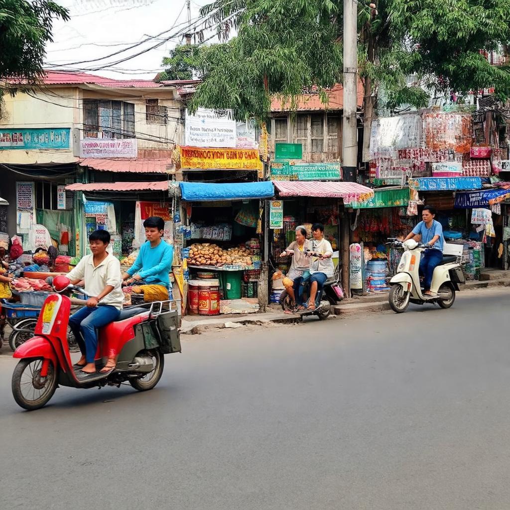 Khung cảnh cuộc sống sinh hoạt gần Ngã tư Chiêu Liêu Dĩ An Bình Dương