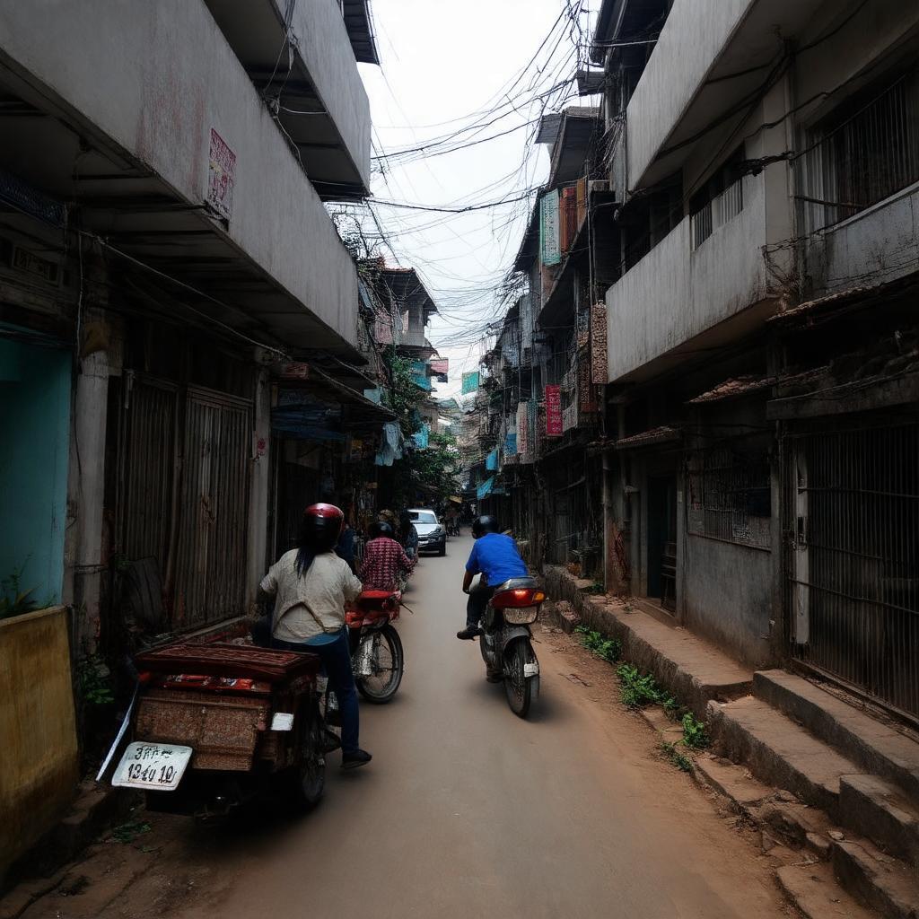 Hình ảnh cuộc sống hàng ngày bình dị của người dân trong con ngõ nhỏ ở Hà Nội.