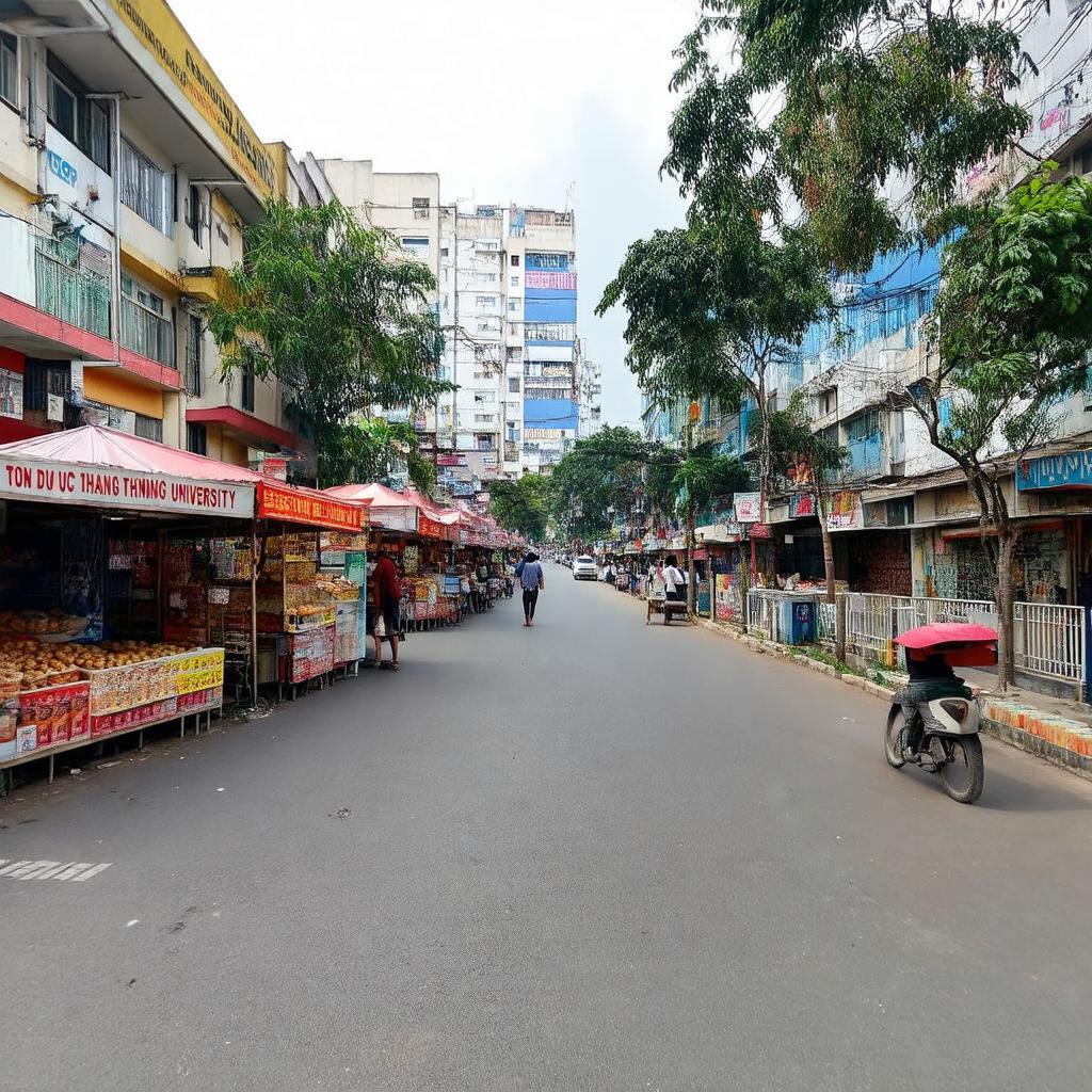 Không gian quán xá và sinh hoạt quanh khu vực Trường Đại học Tôn Đức Thắng Quận 7