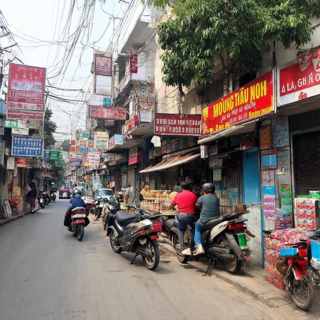 Cuộc sống hàng ngày với các tiện ích cửa hàng, quán ăn trên Đường Tây Trà.