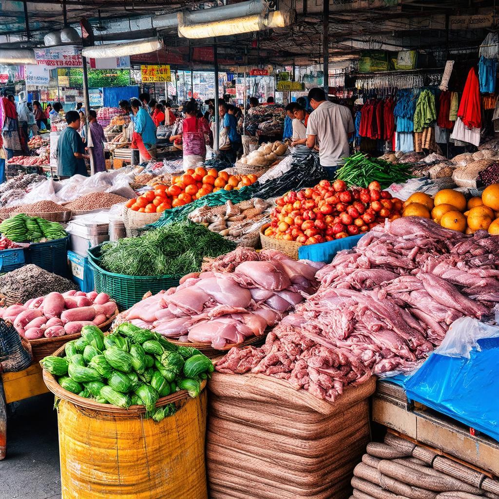 Hinh anh cac gian hang ban da dang hang hoa tu thuc pham den do gia dung.