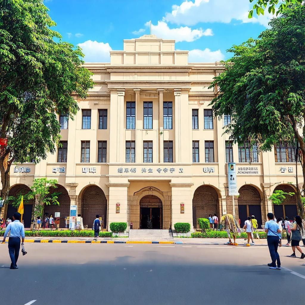 Đại học Kinh tế TP.HCM cơ sở B Nguyễn Tri Phương, quận 10, kiến trúc quen thuộc.