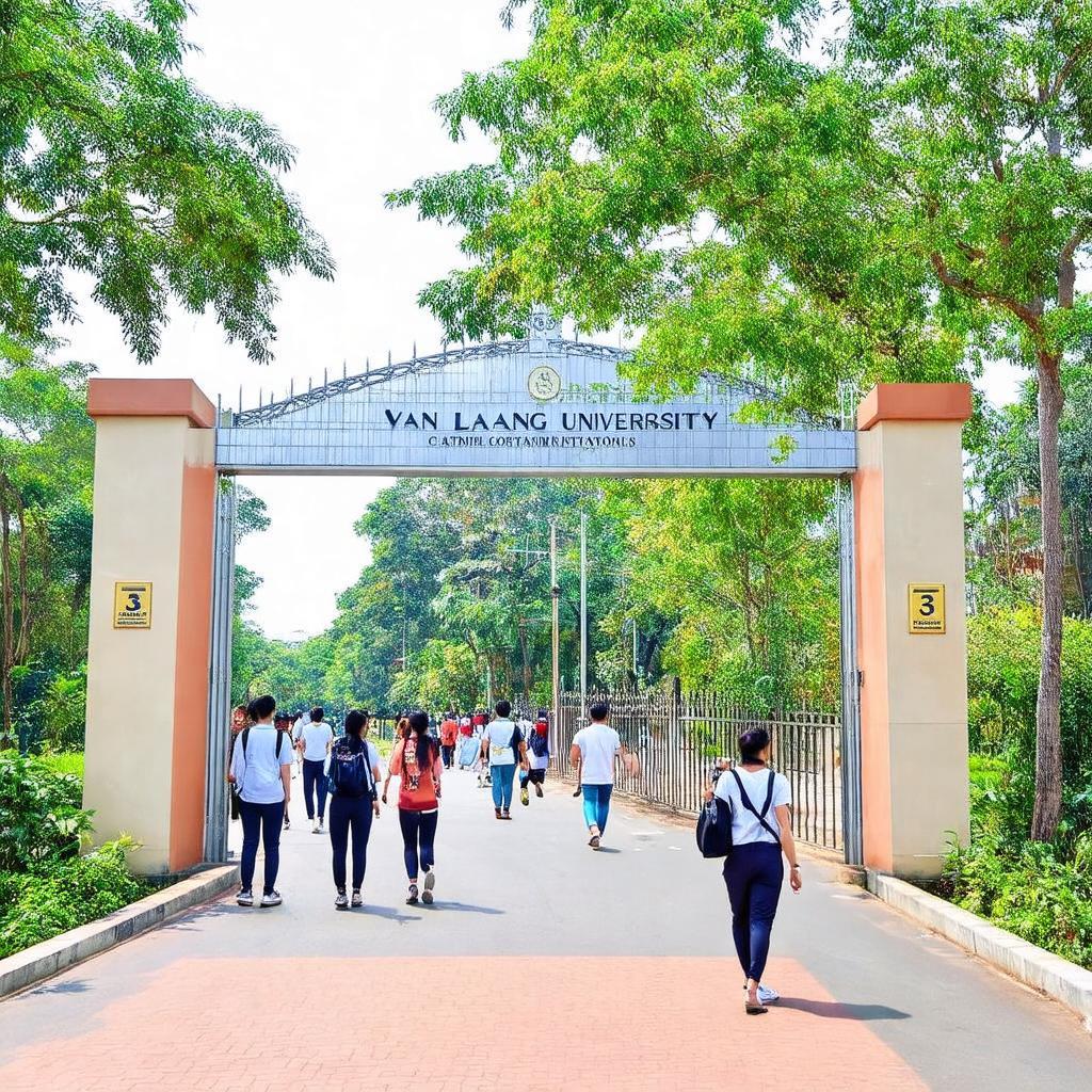 Cổng chính hiện đại của Trường Đại học Văn Lang cơ sở 3 tại TP Thủ Đức