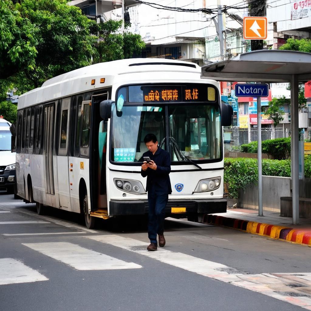 Hình ảnh minh họa người dân di chuyển bằng xe buýt đến Văn phòng công chứng tại Kim Giang