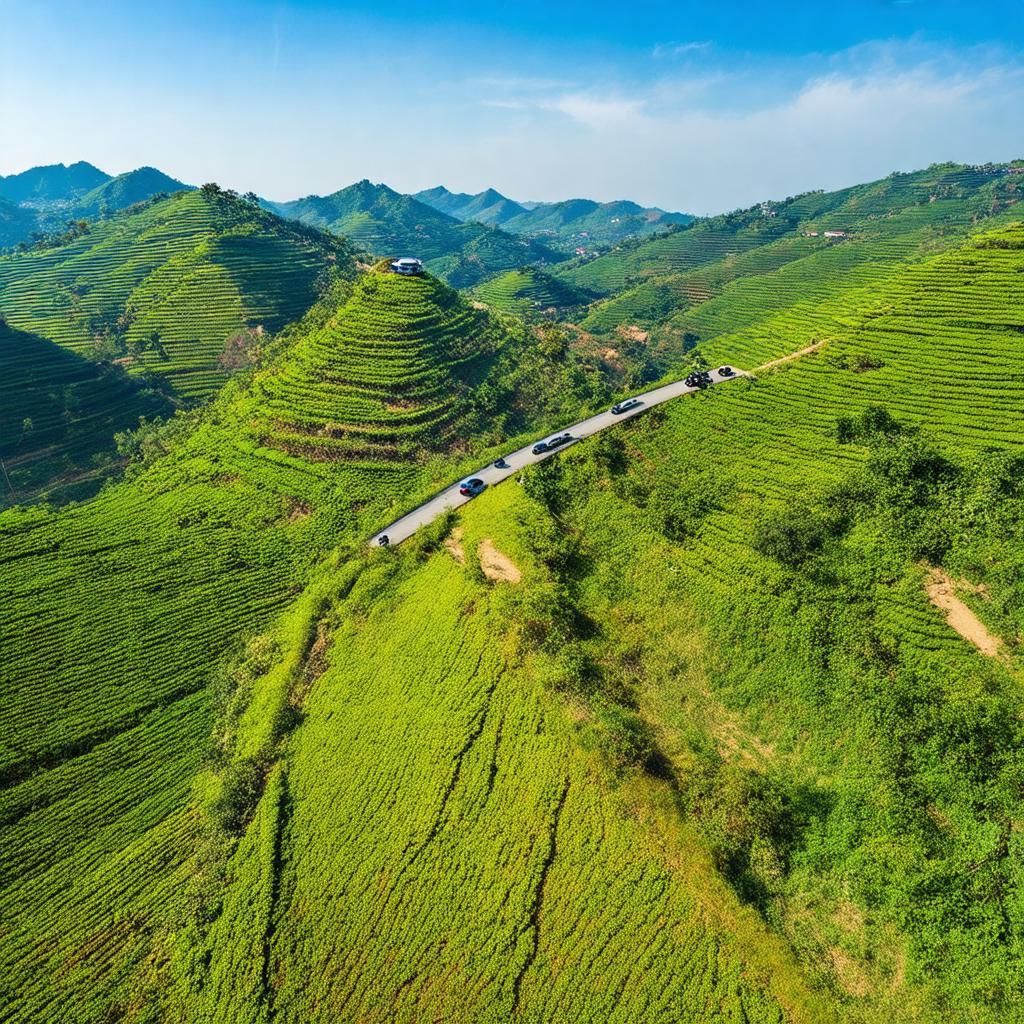 Toàn cảnh Đèo Tân Thanh trên tuyến ĐT 725 giữa núi đồi Lâm Hà