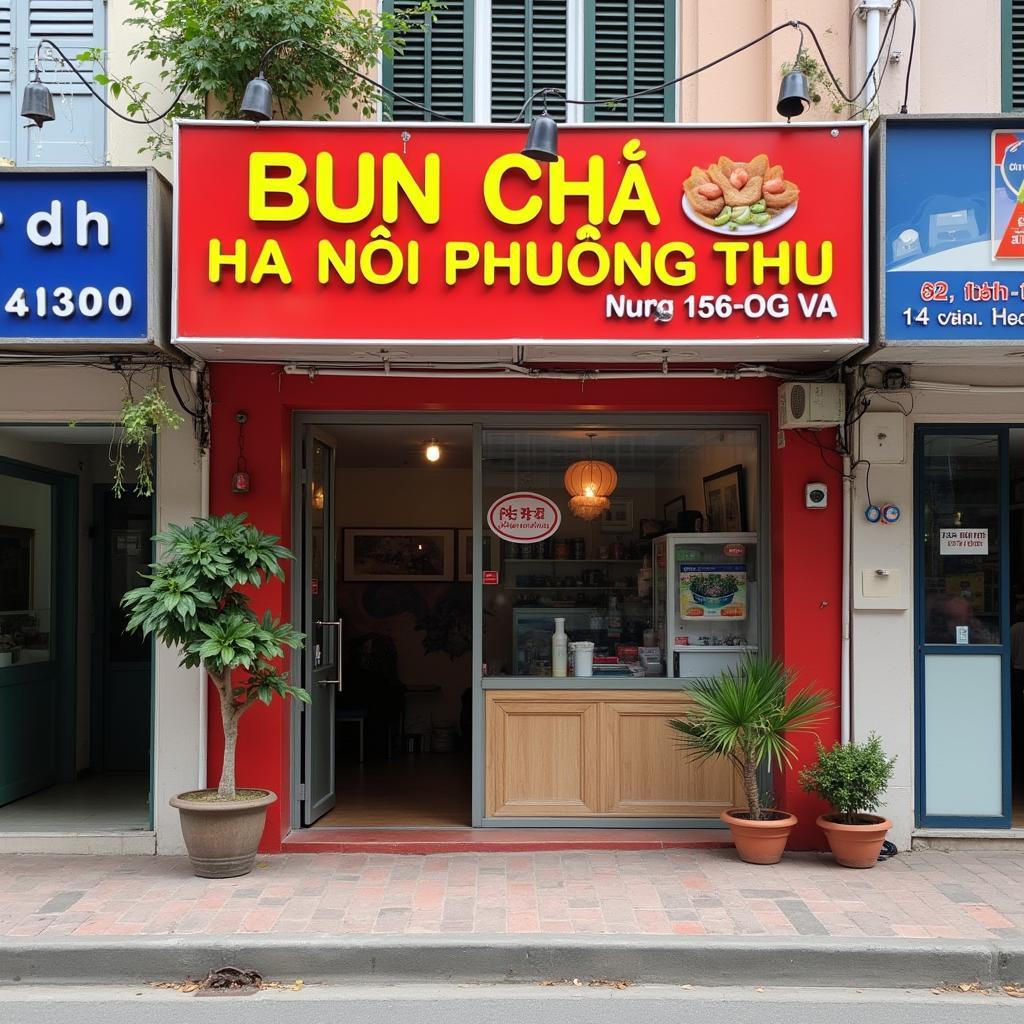 Anh chup mat tien quan Bún Chả Hà Nội Phương Thu 152 Nguyễn Oanh Go Vap giup tim duong de hon