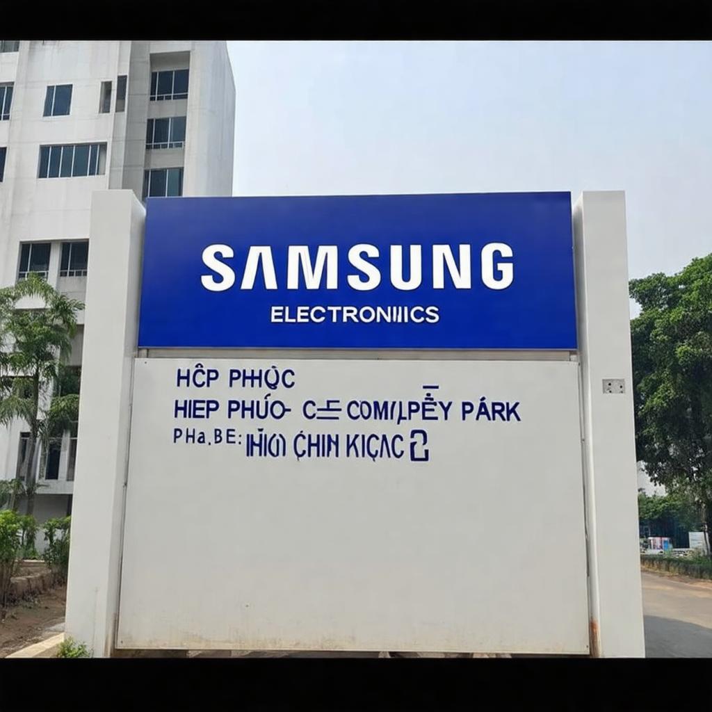 Biển chỉ dẫn hoặc cổng vào khu vực Công ty Samsung CE Complex tại Lô I-11, KCN Hiệp Phước Giai đoạn 2, Nhà Bè.