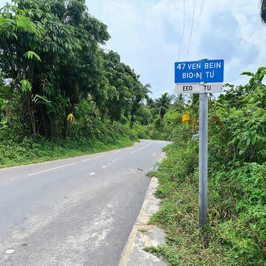 Biển báo hoặc khung cảnh gần địa chỉ 47 đường Ven Biển dẫn đến Eo Ông Từ