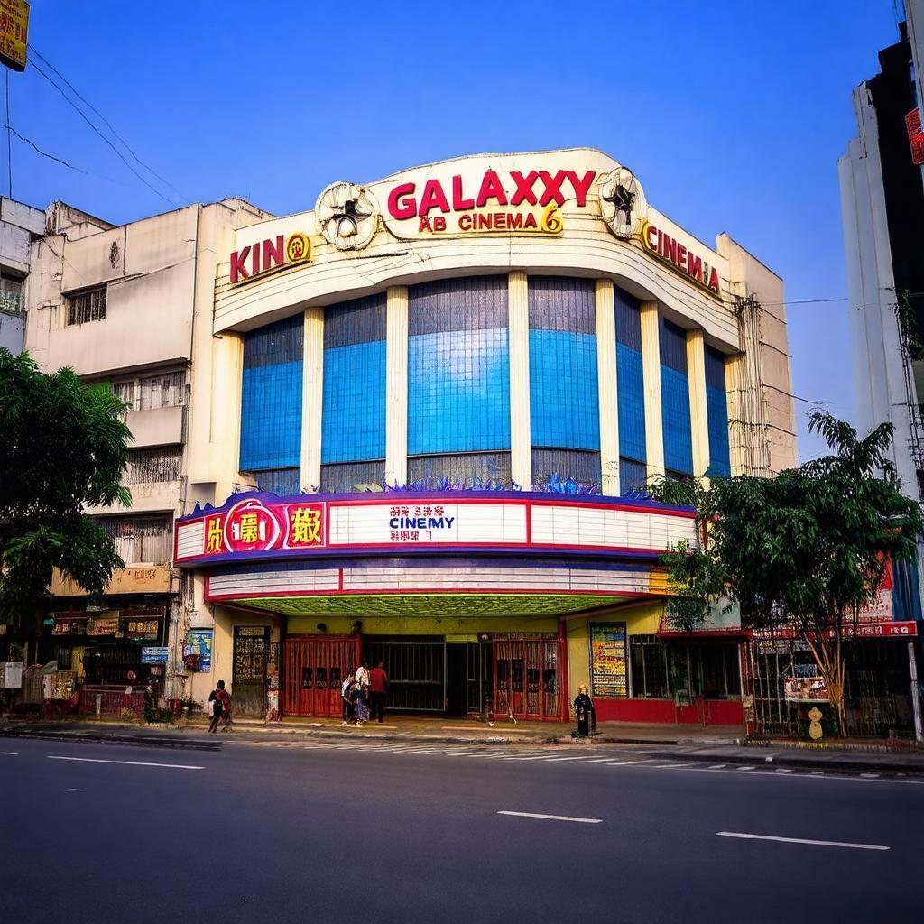 Toàn cảnh bên ngoài rạp chiếu phim Galaxy Kinh Dương Vương trên đường Kinh Dương Vương, Quận 6.