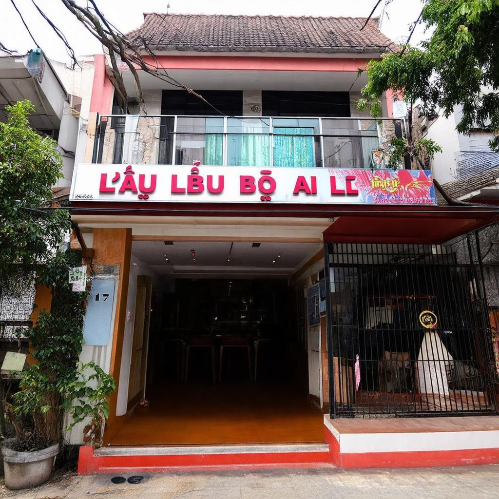 Bảng hiệu và mặt tiền Lẩu Bò A Lư 117 Nguyễn Hữu Cảnh Bình Thạnh