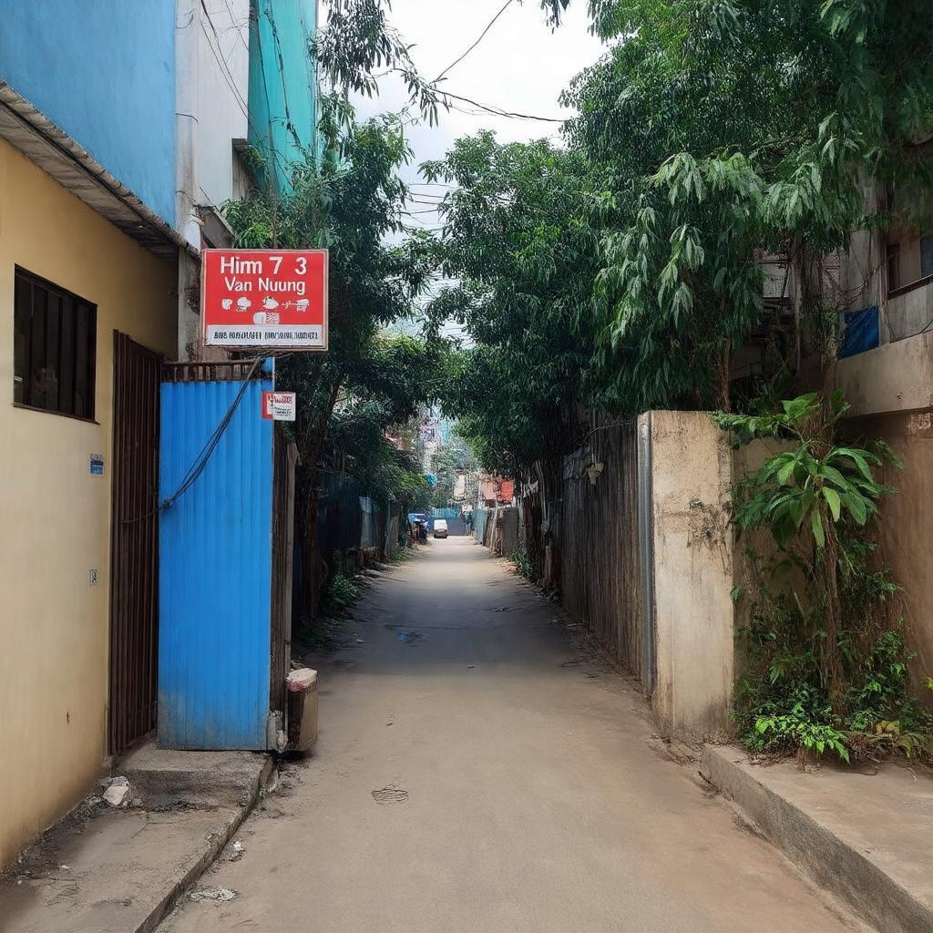 Biển chỉ dẫn hẻm 73 Nguyễn Văn Nhung dẫn đến Phòng khám Đa khoa Anh Thúy