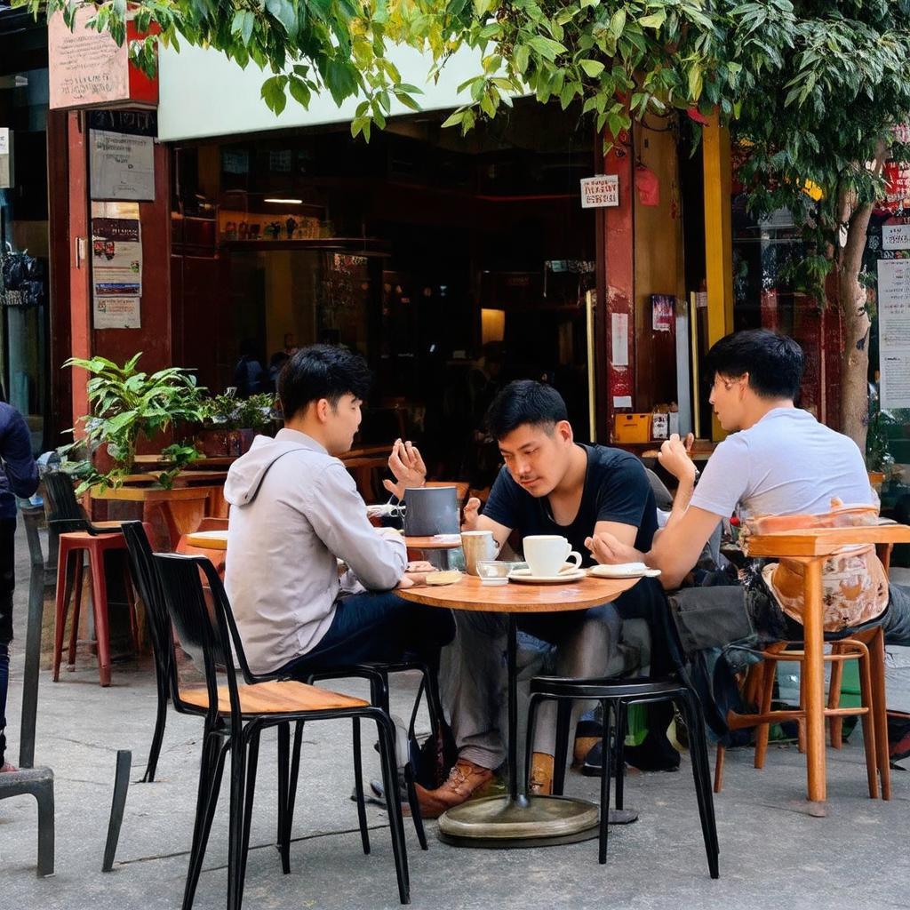 Mọi người đang gặp gỡ tại một quán cà phê gần Ngã tư 1/5 Đông Anh