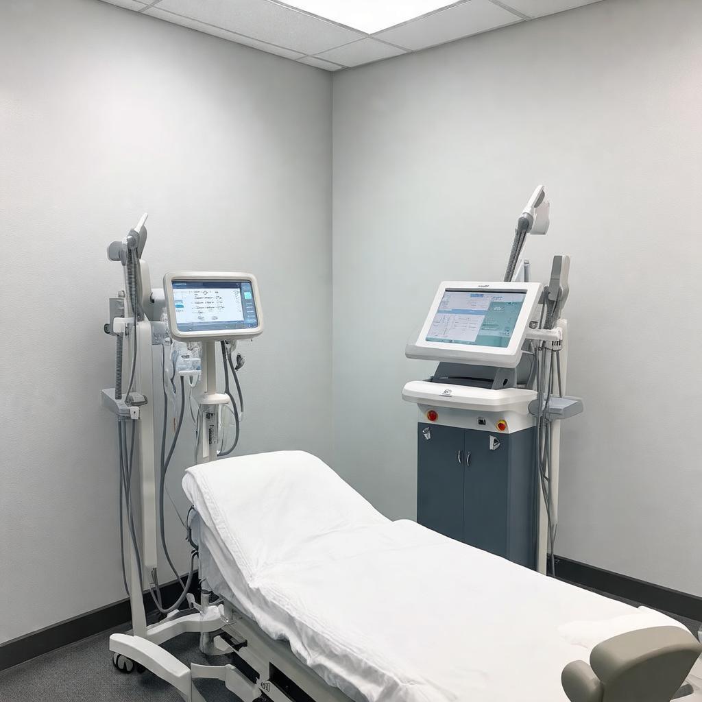 Thiết bị và không gian thực hiện liệu trình chăm sóc da liễu thẩm mỹ tại phòng khám