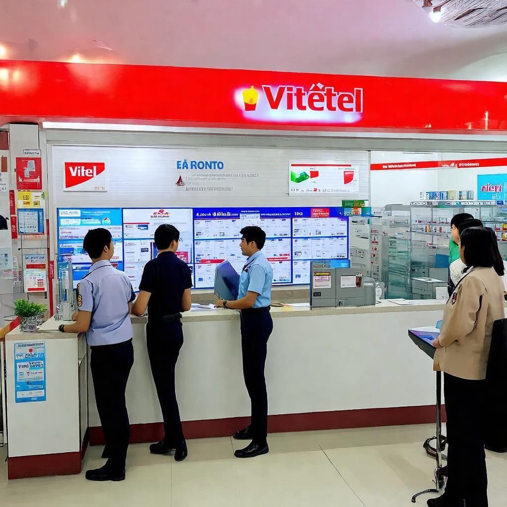 Giao dịch và tư vấn dịch vụ viễn thông tại quầy của Viettel Store Trường Chinh.