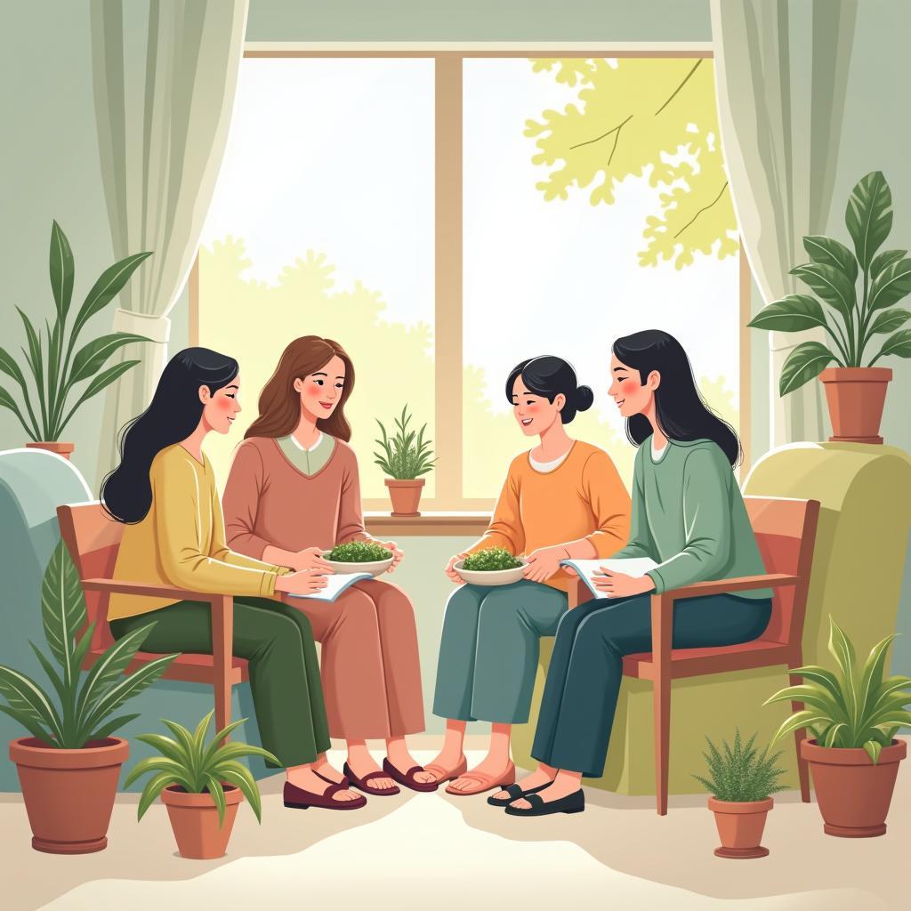 Hình ảnh các hoạt động chăm sóc sức khỏe tinh thần và phục hồi chức năng tại trung tâm.