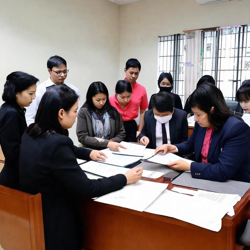 Khách hàng đang tư vấn hoặc làm thủ tục công chứng tại văn phòng Dương Đức Hiếu, TP HCM