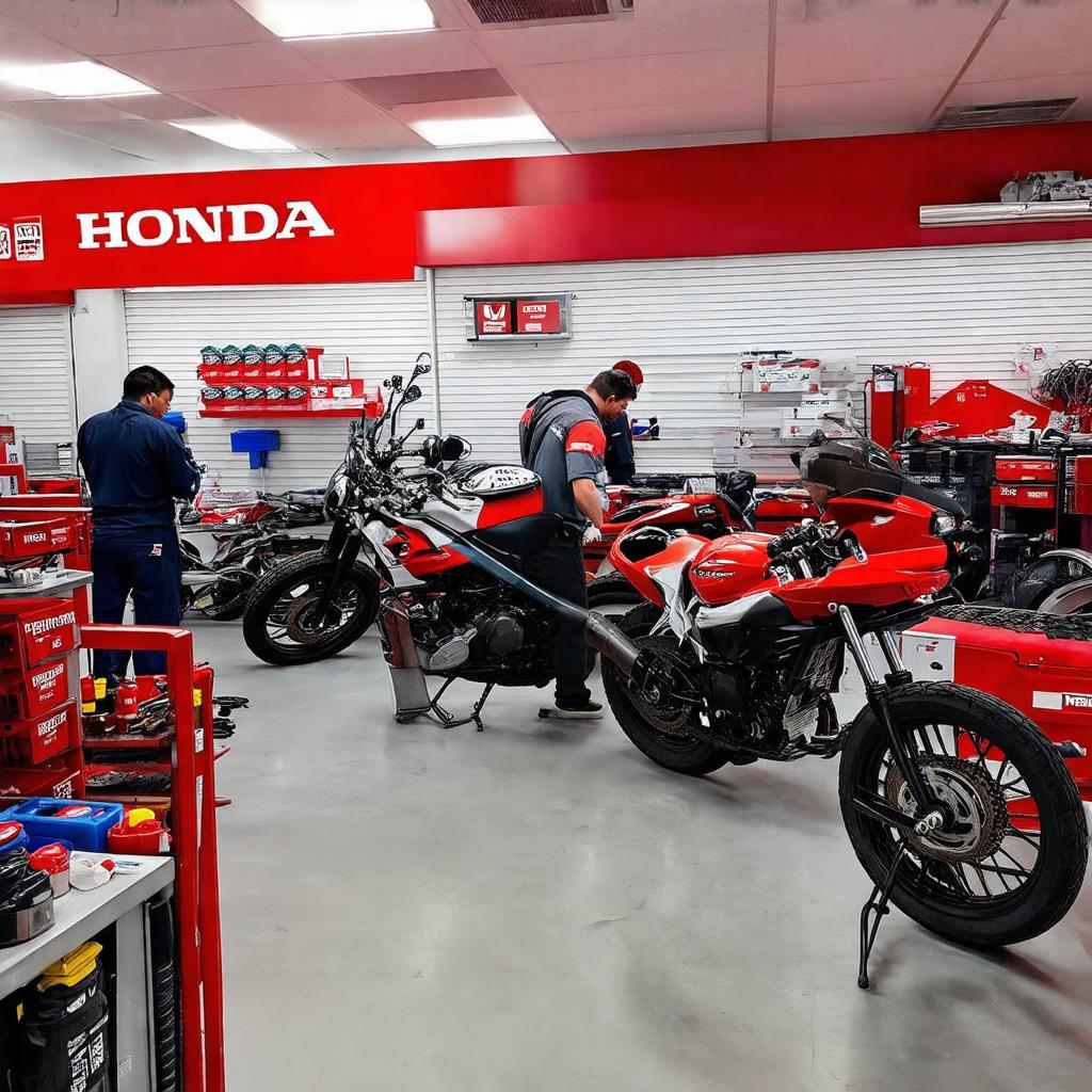 Khu vực bảo dưỡng và sửa chữa xe tại đại lý Honda Cao Sơn Từ Sơn
