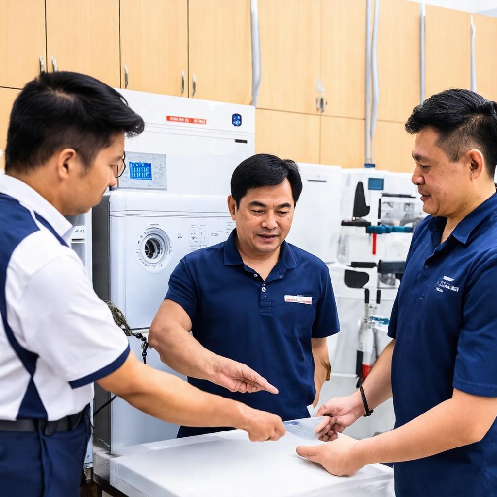 Nhân viên tư vấn và lắp đặt tại siêu thị điện máy Nguyễn Kim Bà Rịa