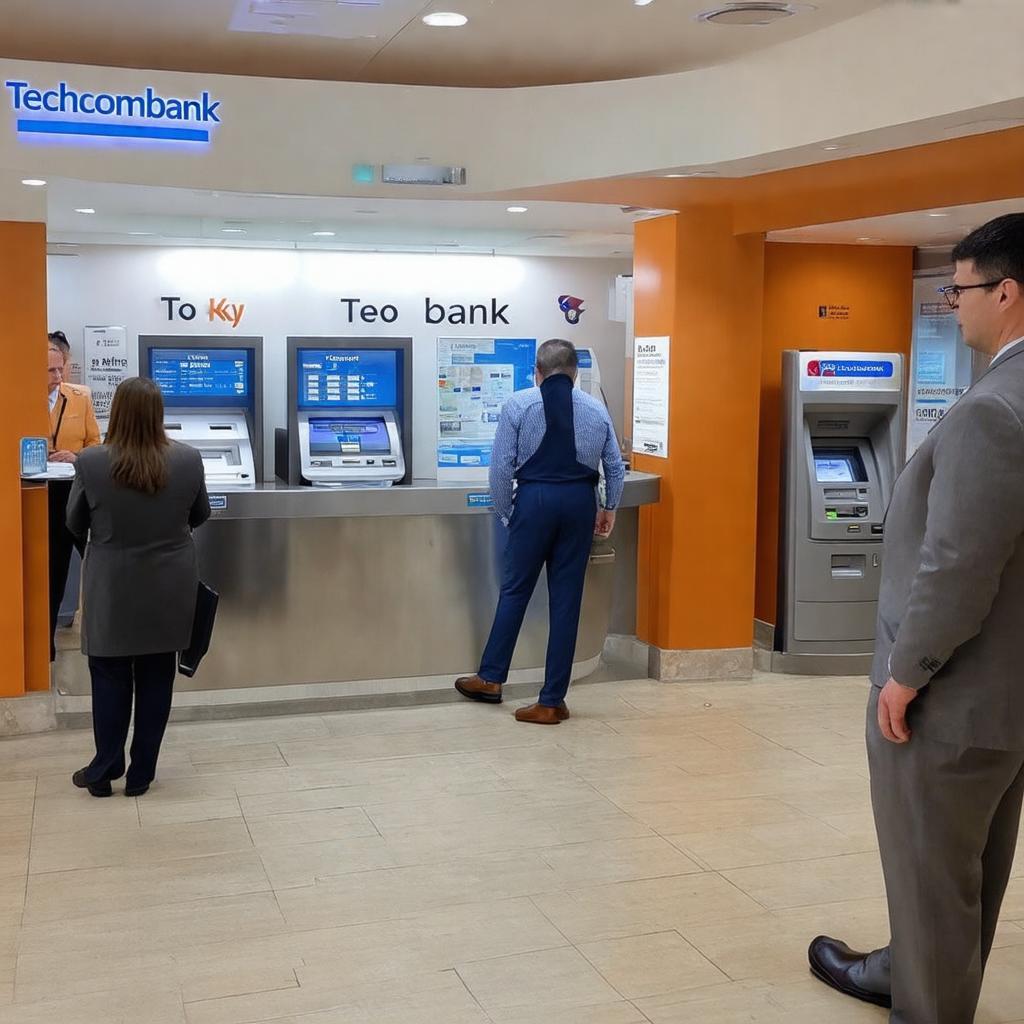 Hình ảnh các dịch vụ và máy ATM tại Techcombank Tô Ký