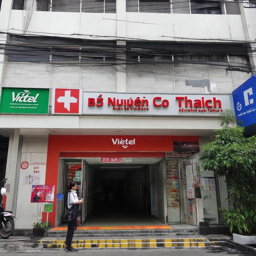 Hinh anh ben ngoai diem giao dich Viettel tai B5 Nguyen Co Thach Nam Tu Liem